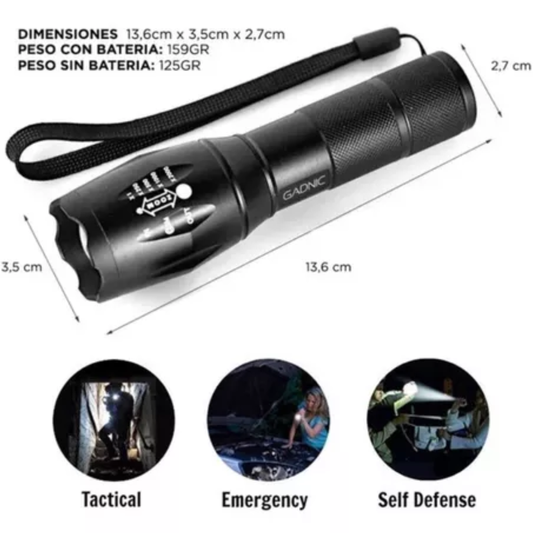 Linterna Recargable Luz Led
